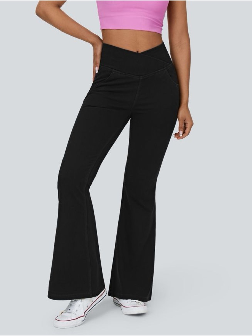 Halara Flex High Waisted Crossover Wide Leg Casual Jeans with Pockets Size XL